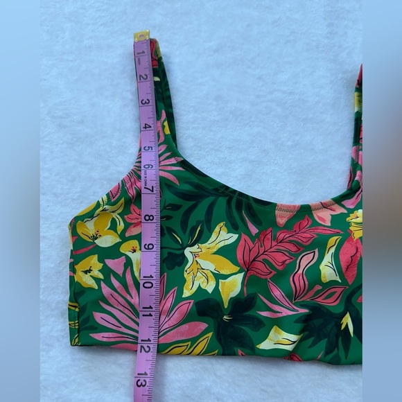 Old Navy Green and Pink Bikini Top with Tropical Print Swimsuit - Picture 7 of 8